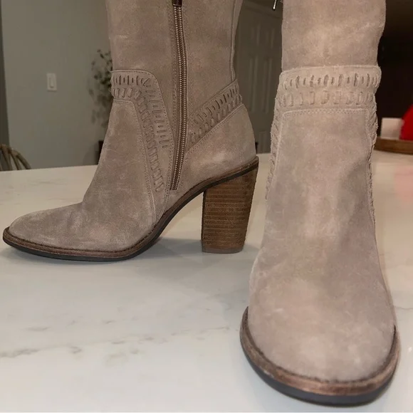 Vince Camuto “Madolee” Taupe Suede Over-the-Knee Block Heel Boots - Picture 3 of 16